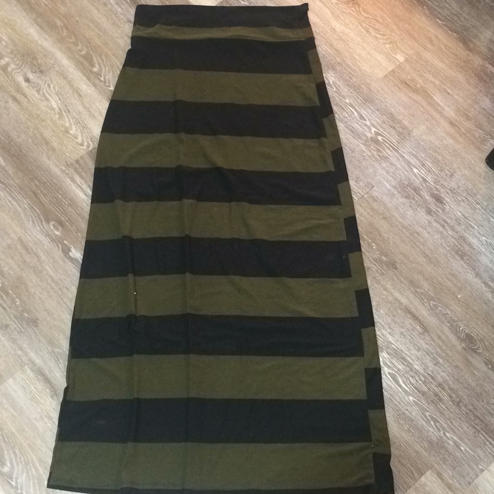 Olive and black maxi skirt